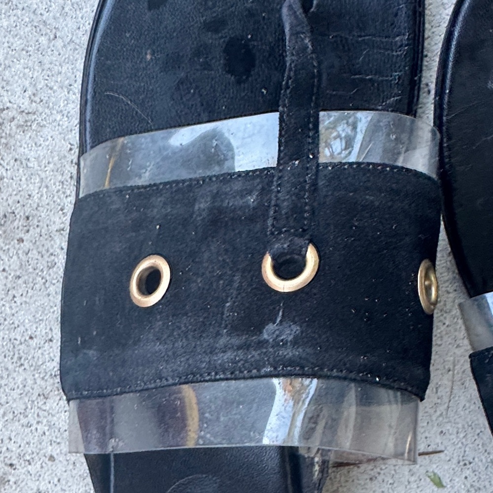 Gucci Black Sandals with Gold Accents - Picture 3 of 12